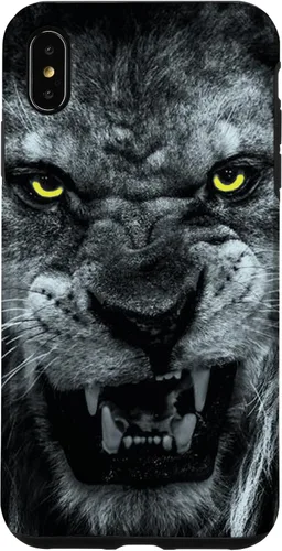 Vista 7 de iPhone 15 Angry Lion Face Graphic With Angry Yellow Eyes Case