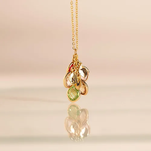 Vista 4 de MignonandMignon Birthstone Necklace for Grandma, Initial Necklaces for Women Personalized Jewelry for Women Birthstone Necklace, Grandkids Name