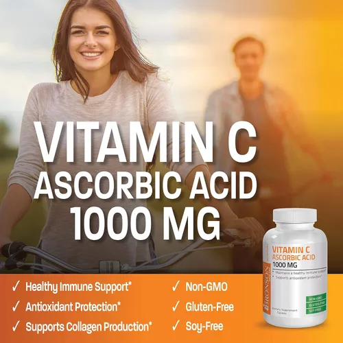 Vista 4 de Vitamina C Bronson Vitamins, pastillas de 0,035 oz premium sin OMG, ácido ascórbico, 1