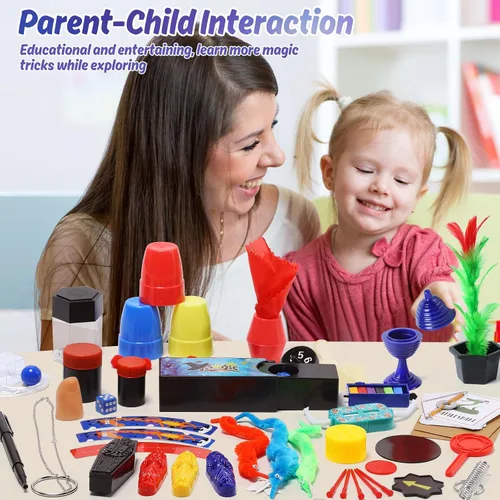 Vista 5 de Skirfy Kit de iniciación mágica: más de 100 trucos para niños de 6 a 10 años, incluye trucos de magia de dados, varita mágica