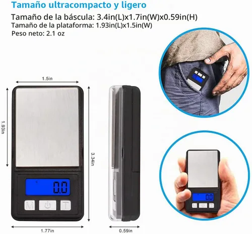 Vista 2 de Fuzion Ultra Mini Scale, 1000g x 0.1g Digital Pocket Scale, Grams and Oz 6 Units, Gram Scale with LCD Display, Tare