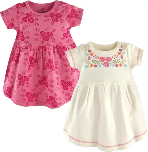 Vista 9 de Touched by Nature - Vestidos de manga corta y manga larga de algodón orgánico para niñas pequeñas, bebés y mujeres Manga larga con flores abstractas
