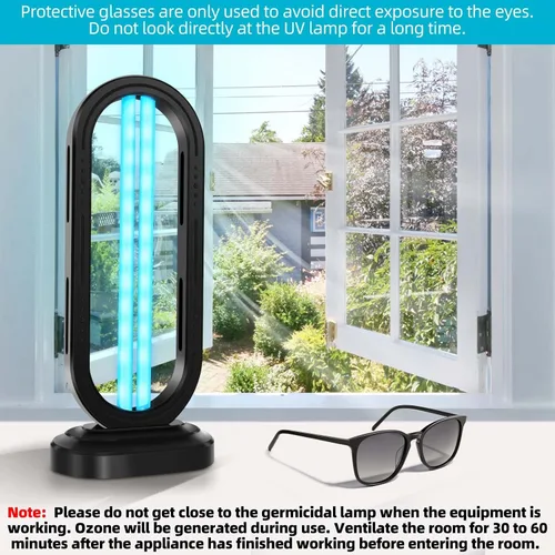 Vista 6 de Feefir Desinfectante de luz UV, dispositivo de desinfección para el hogar UVC, temporizador de 4 velocidades y control remoto, luz UVO, lámpara UV