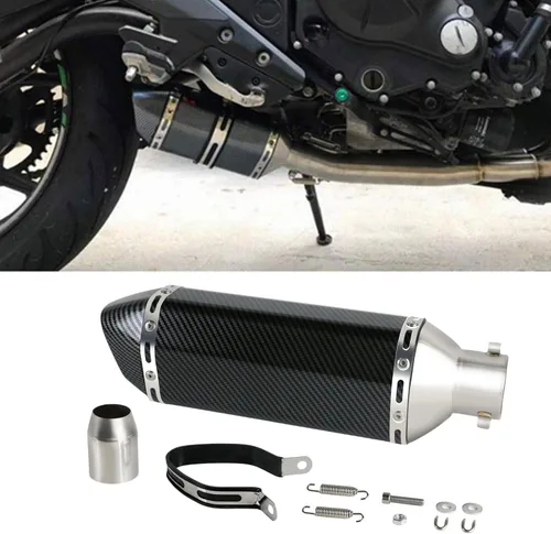 Vista 7 de Silenciador de escape de fibra de carbono de 1.5 – 2 pulgadas con DB Killer extraíble para motocicletas de calle/deporte y scooters con tubos