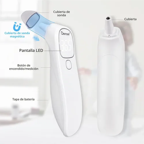 Vista 3 de Berrcom - Termómetro médico infrarrojo para frente y oído 2 en 1 para todas 2-Blanco