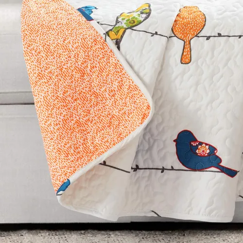 Vista 4 de Lush Decor Rowley Birds - Manta reversible de 50 pulgadas de ancho x 60 pulgadas de largo, manta múltiple para cama, manta de sofá, manta de granja