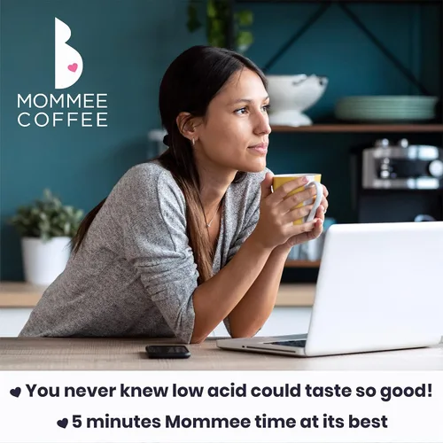 Vista 3 de Mommee Coffee Café molido descafeinado bajo en ácido, granos de café descafeinado 100% orgánico arábica con sabor a caramelo suave, molido medio