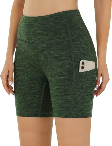 Vista 2 de IUGA Pantalones cortos de yoga para mujer con bolsillos de 8 a 5 pulgadas para mujer, pantalones cortos de entrenamiento de cintura alta, pantalones