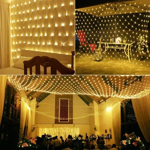 Vista 5 de LYHOPE - 360 luces LED de red de Navidad, de 12 x 5 pies, con 8 modos de iluminación, de bajo voltaje, luces decorativas de malla para árboles