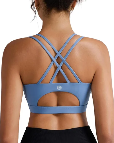 Vista 36 de Brasieres deportivos para mujer, con relleno, tipo camiseta sin mangas, sexis, con espalda cruzada, de alto impacto, largos, ideales para practicar