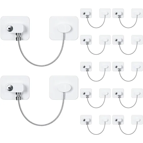 Vista 8 de Paquete de 12 cerraduras para refrigerador con 12 llaves, cerradura de combinación de adhesivos para niños, armario de seguridad para niños, Negro