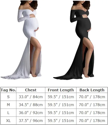 Vista 2 de Vestido de maternidad con hombros descubiertos para mujer, cuello en V cruzado, sin mangas, casual, para fotografía, maxi vestido dividido
