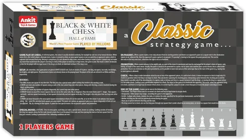 Vista 7 de Ankit Toys & Games Juego de ajedrez en blanco y negro – Juego de estrategia duradero y portátil para niños y adultos a partir de 6 años, perfecto