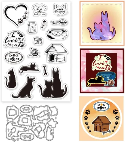 Vista 13 de INFUNLY Juego de 3 sellos y troqueles para hacer tarjetas, bendición, palabras, troqueles y sellos, diseño de feliz primavera, sellos transparentes