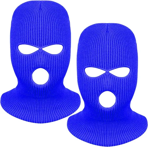 Vista 11 de 2 piezas de 3 agujeros de cara completa máscara de esquí máscara de invierno pasamontañas gorra cubierta de la cara cubierta de la cara cubierta