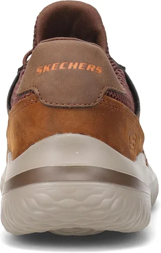 Vista 5 de Skechers Delson 3.0-Ezra - Tenis de cuero elástico para hombre, Marrón