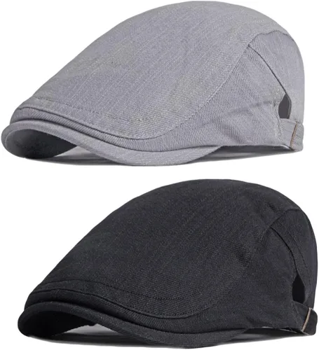 Vista 7 de Paquete de 2 gorras planas ajustables para hombre, diseño de hiedra y Gatsby Cabbie, boina
