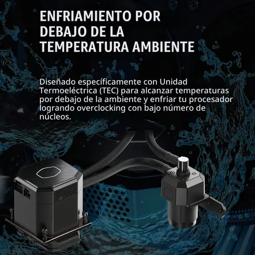 Vista 6 de Cooler Master MasterLiquid ML360 SUB-Zero, enfriador líquido de CPU AIO alimentado por tecnología Intel Cryo Cooling, bomba de enfriamiento