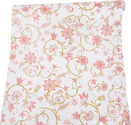 Vista 11 de Revestimiento autoadhesivo floral rosa para estantes, mesa extraíble, papel decorativo para espacios de trabajo, caja de almacenamiento de fotos