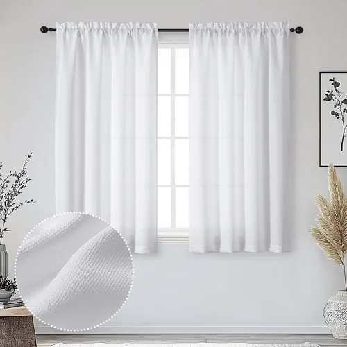 Vista 57 de OWENIE Bob Juego de 2 Paneles de Cortinas Negras de Cocina para Ventanas de 36 Pulgadas de Largo, Cortinas Cortas de Café con Textura de Lino