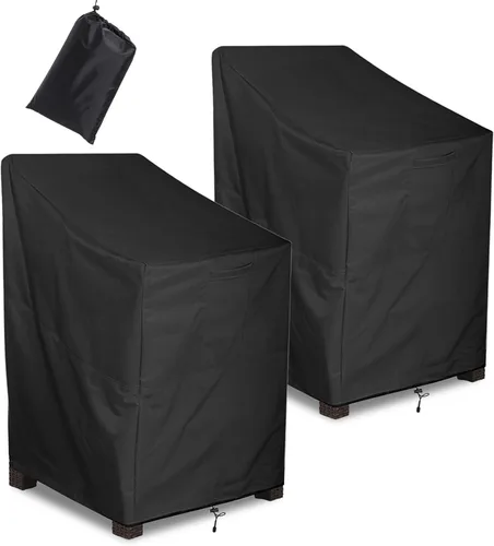 Vista 8 de ALSTER Fundas para Sillas de Patio Impermeables, Fundas para Sillas de Exterior (32" L x 37" A x 36" Al), Fundas de Muebles Negras Duraderas e 2