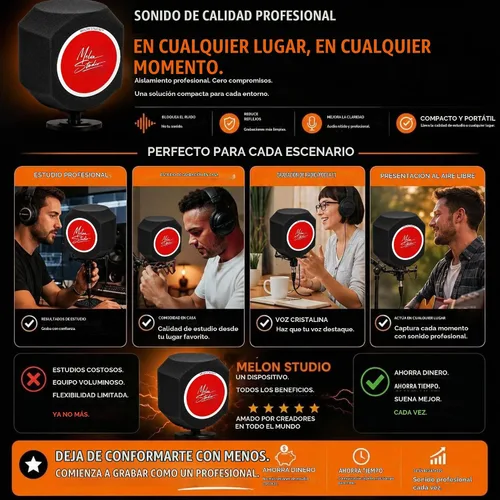 Vista 5 de Filtro pop para micrófono, Bola de aislamiento de micrófono, Escudo de aislamiento de micrófono, Globo ocular de micrófono, Cabina de grabación