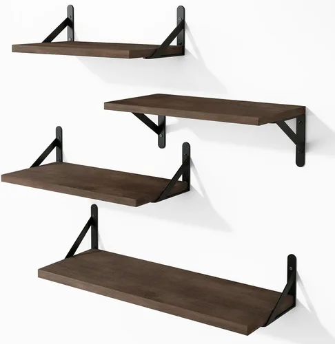 Vista 18 de YGEOMER Estantes flotantes para pared, estantes de pared negros de diferentes tamaños para sala de estar, baño, dormitorio, cocina, decoración