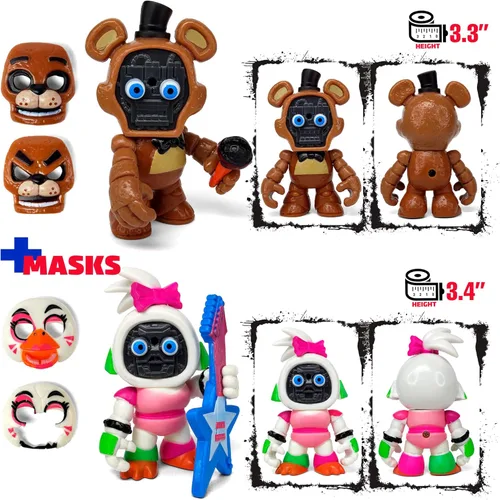Vista 6 de Juego de 12 piezas inspiradas en el juego de cinco noches en Freddys Toys Colección de mini figuras con máscaras Figura de acción de FNAF
