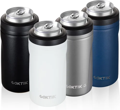 Vista 38 de COKTIK 4 en 1 enfriador de latas aislado, enfriador de latas delgadas de doble pared para latas de 12 oz regulares o delgadas y botellas de cerveza