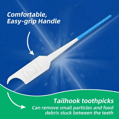 Vista 3 de VINSULLA Palillos de hilo dental para limpieza de dientes, cepillos interdentales desechables fáciles de usar con estuche de transporte conveniente