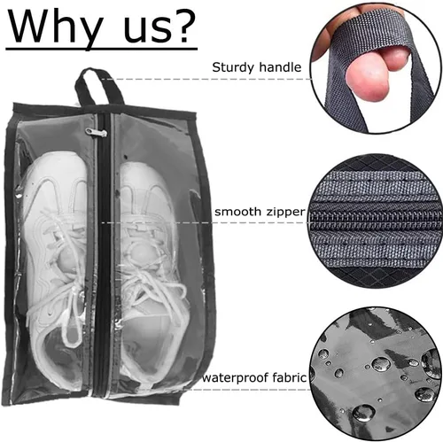 Vista 5 de Bolsas para zapatos de viaje, paquete de 6 bolsas grandes multicolor para zapatos para hombres y mujeres, bolsa organizadora de zapatos portátil