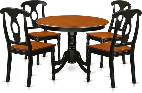 Vista 9 de East West Furniture HLKE3-BCH-LC Juego de mesa y sillas de cocina de 3 piezas contiene una mesa de comedor redonda con pedestal y 2 sillas tapizadas