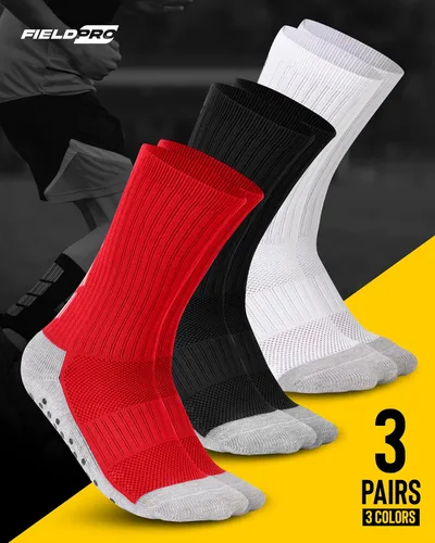 Vista 6 de FieldPro 3 y 5 pares de calcetines de agarre de fútbol para adultos y jóvenes, 5 colores, calcetines de agarre para hombre Calcetines de fútbol