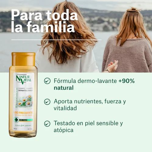 Vista 4 de Natur Vital Champú Sensible Uso Frecuente Manzanilla – 10.1 fl oz (7349S)