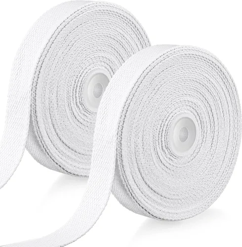Vista 9 de 2 rollos/20 yardas, correas de algodón de 1 pulgada para decoración de manualidades, cinta de costura pesada, bolsas de envoltura para el hogar