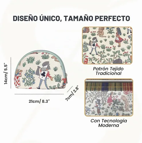 Vista 3 de Bolsa de cosméticos Signare Tapestry para mujer, bolsa de aseo y maquillaje Alice In Wonderland