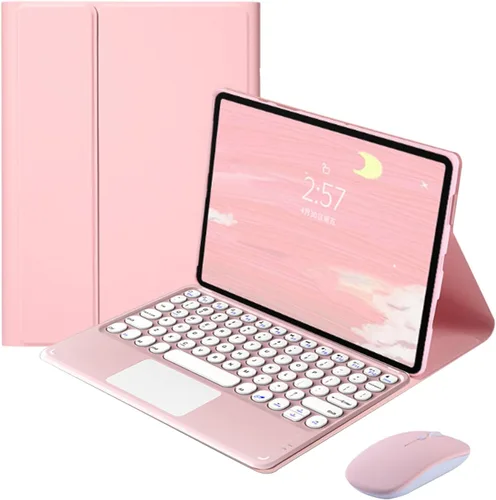 Vista 9 de Funda con teclado táctil para tablet Xiaomi Pad 6/6 Pro de 11.0 pulgadas, funda con teclado folio con linda llave redonda, teclado y mouse Negro