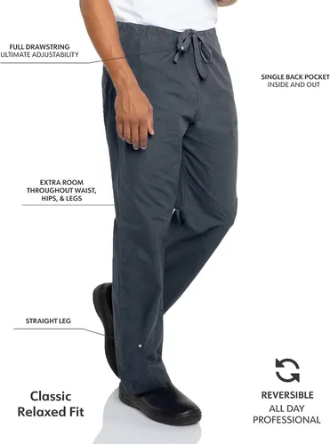 Vista 2 de Landau Unisex-Adult Landau Essentials Unisex Relaxed Fit 1-Pocket Drawstring Scrub Pants 7602
