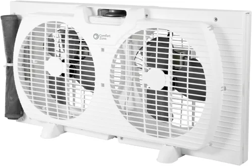 Vista 14 de Comfort Zone Ventilador de ventana para dormitorio, ventiladores duales de 9 pulgadas y 3 velocidades con expansores de bloqueo automático