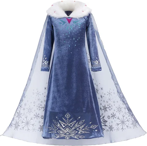 Vista 2 de Vestido de princesa de nieve para niñas, disfraz de Halloween, cosplay, Navidad, cumpleaños, fiesta de disfraces, Nieve