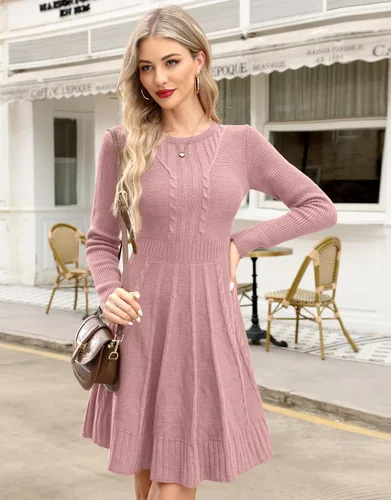 Vista 4 de Maisolly Vestido tipo suéter tipo túnica de manga larga con vuelo