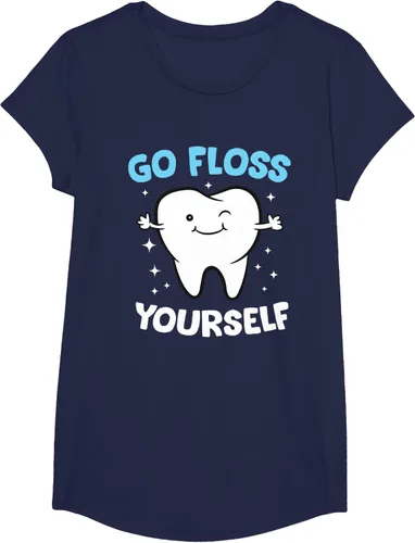 Vista 29 de Camiseta higienista dental, asistente dental, Go Floss Yourself dentista, Negro, S