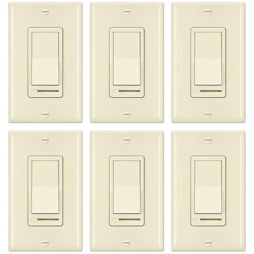 Vista 15 de BESTTEN Paquete de 2 interruptores de luz de pared con atenuador de almendra, compatible con LED regulable, CFL, bombilla incandescente y halógena