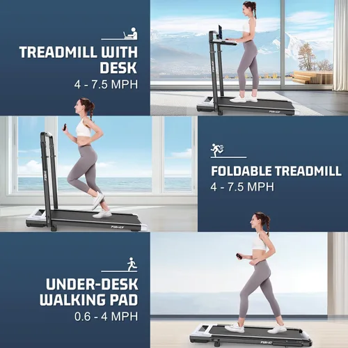 Vista 6 de FUNMILY Cinta de Correr Plegable con Almohadilla de Caminata Mejorada con Inclinación del 12%/15% y Barra de Manejo, Cintas de Correr Compactas