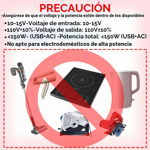 Vista 8 de 150W inversor de corriente 12V DC a 120V AC enchufe adaptador de enchufe de coche toma de corriente
