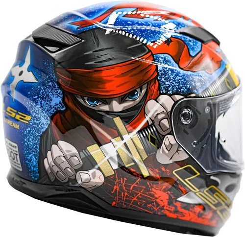 Vista 2 de LS2 Casco integral Stream Street Casco Ninja Red Blue