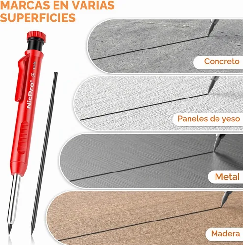Vista 6 de Nicpro 24 piezas de repuestos para lápices de carpintero de 0.110 in, color negro Break Resistant Leads for Construction Woodworking Pencils, Work