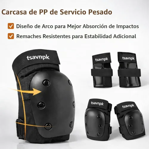 Vista 5 de Adult Knee and Elbow Pads Set with Wrist Guards,Protective Gear for Skating