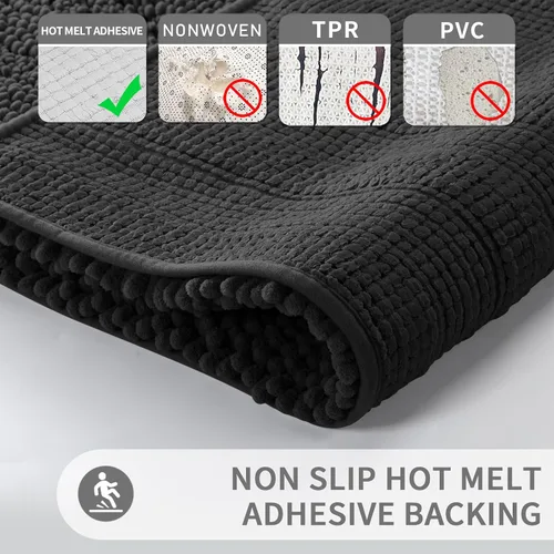 Vista 6 de Yimobra Juego de 2 alfombras de baño de felpilla suave y absorbente y alfombra para inodoro en forma de U, antideslizante, lavable a máquina