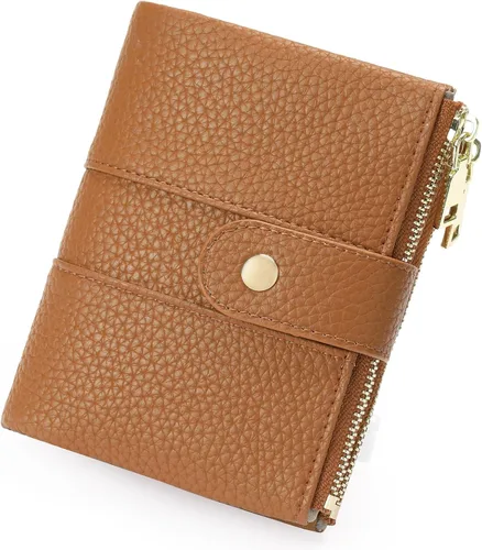 Vista 10 de GOIACII Cartera pequeña para mujer con doble bolsillo con cremallera RFID bloqueo cartera de cuero para mujer